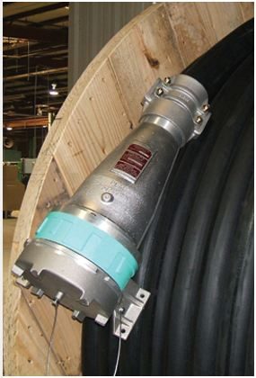 Coupler installed on a new cable reel